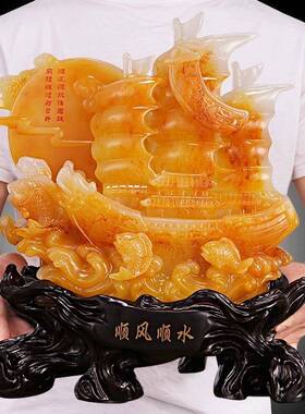 家居摆件树脂一帆风顺顺风顺水龙船摆件创意客厅摆件装饰品