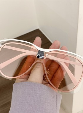 韩版潮个性欧美风超大框连体防A风墨镜女大脸圆脸显瘦太阳眼镜男