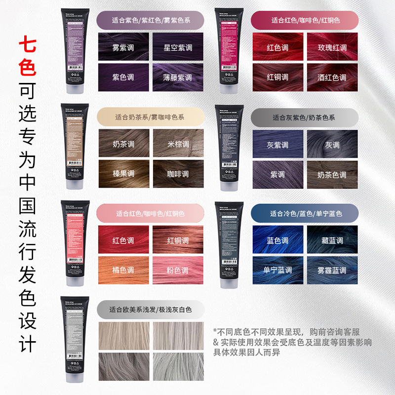 RENATA蕾娜塔固色护发素锁色补色染去黄粉色红色紫色蓝色灰色发膜 - 图0