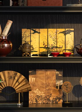 新中式茶室书房办公室博古架氛围布置摆件宋代美学国风装饰品