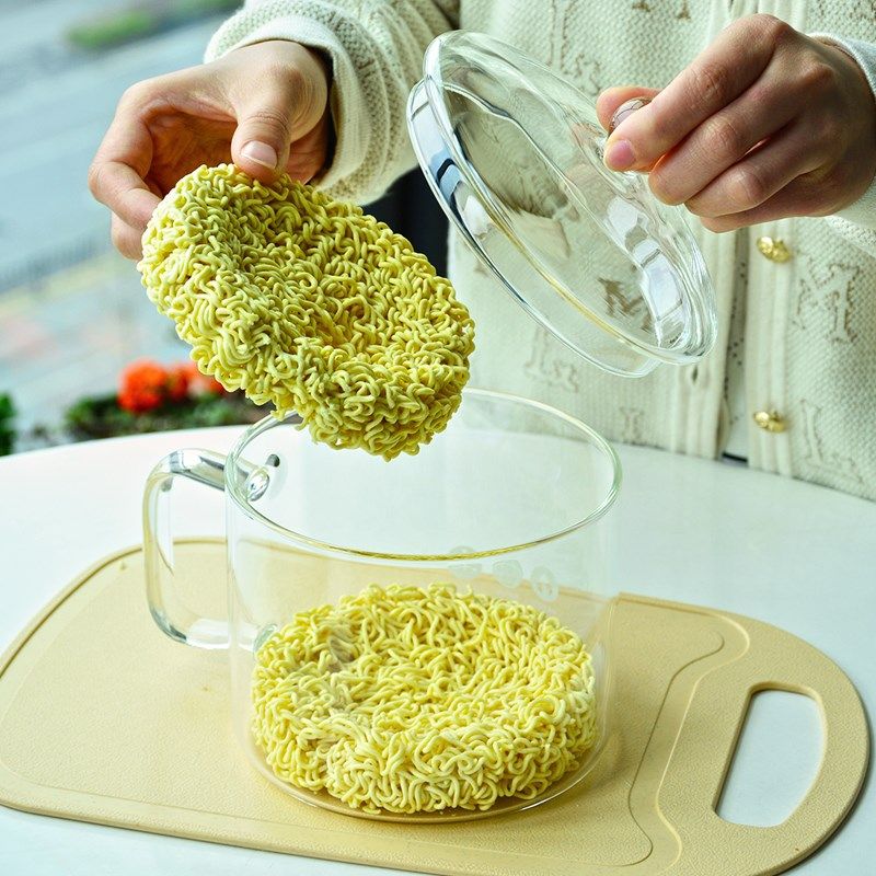 大容量可以泡面的玻璃杯单把手带盖玻璃碗高硼硅加厚耐高温可明火,淘宝优惠券,粉丝福利购,淘宝优惠卷