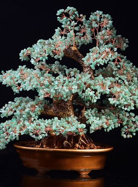 天然黄水晶招发财摇钱树家居酒柜玄关店铺公司开业礼饰品摆件中式