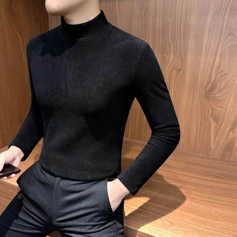 FZ轻奢服饰双面绒轻奢精品打底衫25新款高级感男装半高领加绒长袖,淘宝优惠券,粉丝福利购,淘宝优惠卷