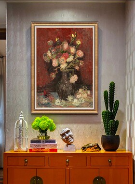 美式玄关装饰画向日葵挂画小众梵高油画餐厅墙面装饰壁画欧式
