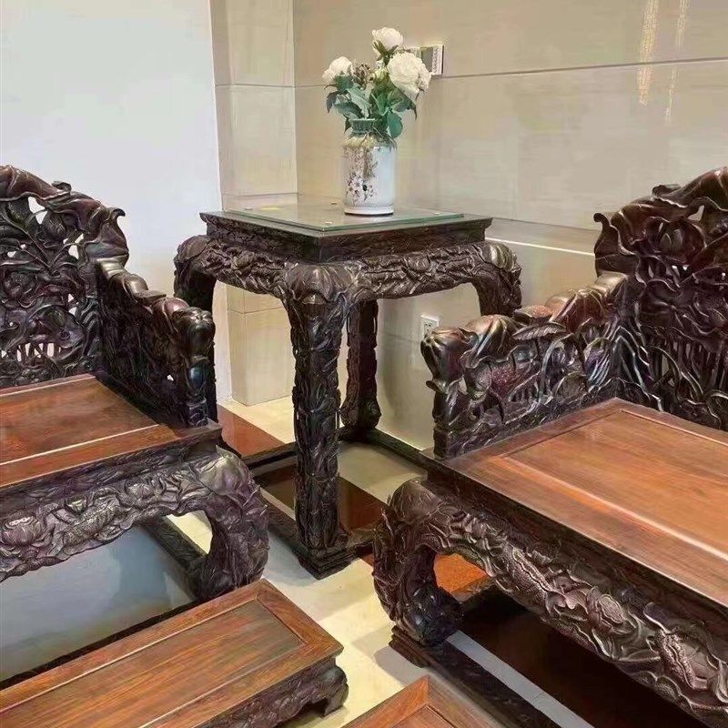 老挝大红酸枝清式宝座沙发红木家具大户型交趾黄檀沙发十三件套,淘宝优惠券,粉丝福利购,淘宝优惠卷