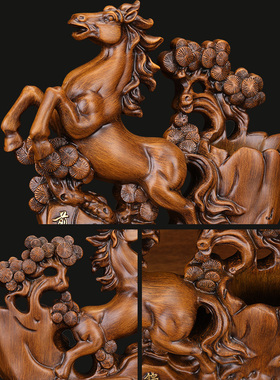 前程似锦马笔筒摆件励志礼物中式客厅书房老板办公室桌面装饰品