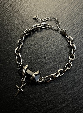 原创复古做旧十字架设计感手链