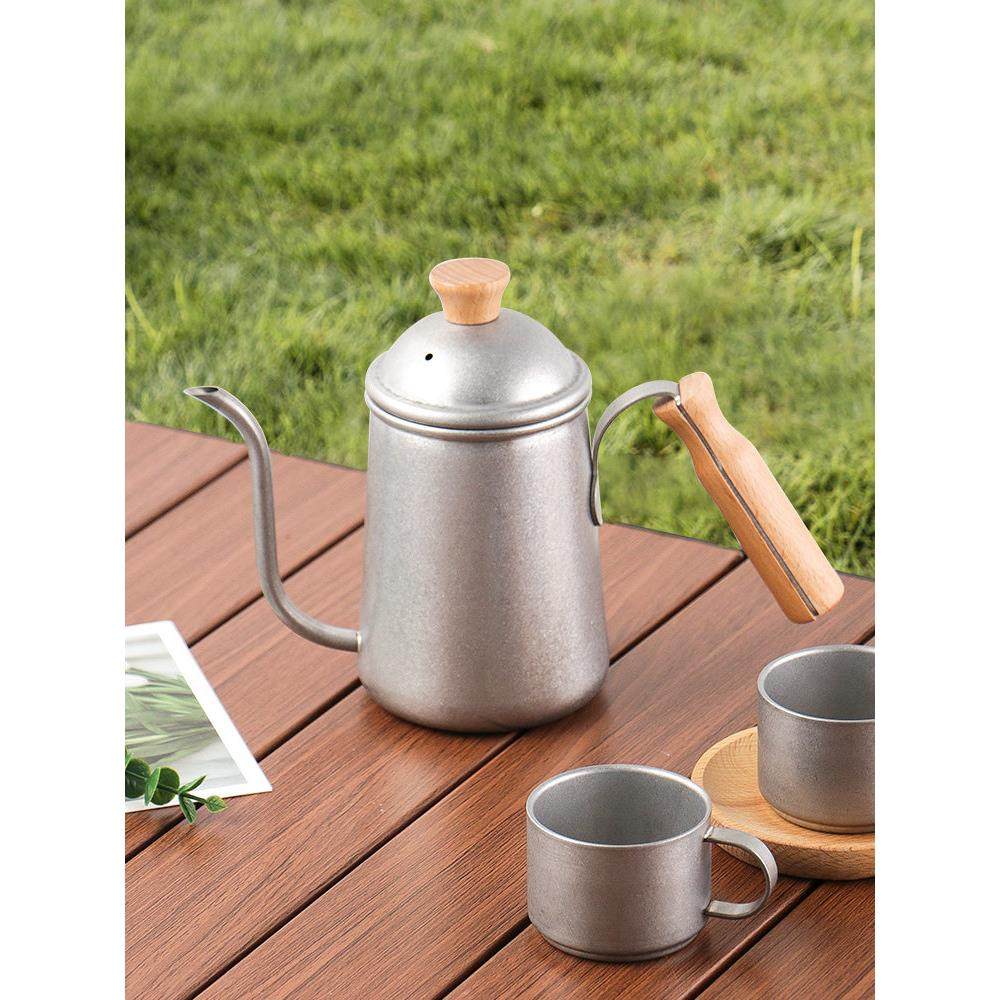 304不锈钢木柄手冲壶细口长嘴咖啡冲泡壶户外野餐明火烧水壶650ml,淘宝优惠券,粉丝福利购,淘宝优惠卷