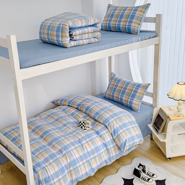 Class A students' complete cotton three-piece set 100 wash cotton single quilt cover bed sheet hat dormitory bedding
