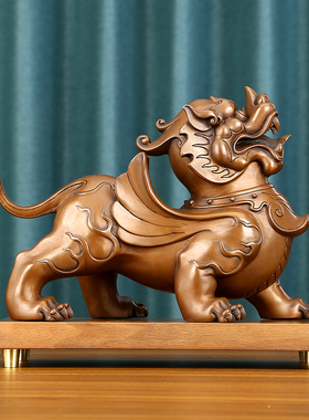 紫铜貔貅摆件一对客厅皮丘貔恘玄关办公室装饰开业礼品铜器工艺品