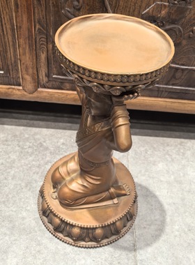 供灯/天女供灯/藏传酥油灯座/供佛灯/蜡烛台/酥油灯底座/30cm紫铜