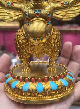大鹏金翅鸟/大鹏鸟/迦楼罗/15cm金铜佛像梵天藏传佛堂供奉摆件