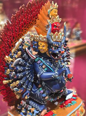 大威德/大威德金刚/独雄/独勇大威德/15cm彩绘佛像梵天藏传摆件