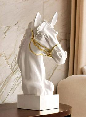 马头摆件轻奢高档客厅摆件家居饰品创意玄关办公室酒柜轻奢装饰品