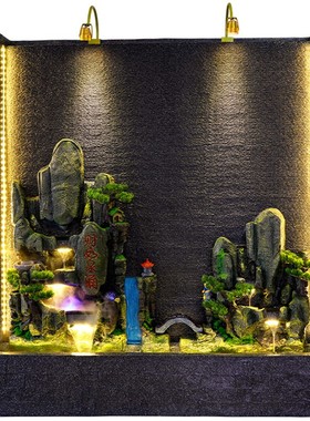 田园风景水幕景观流水墙假山装饰品家居别墅酒店大厅落地流水摆件