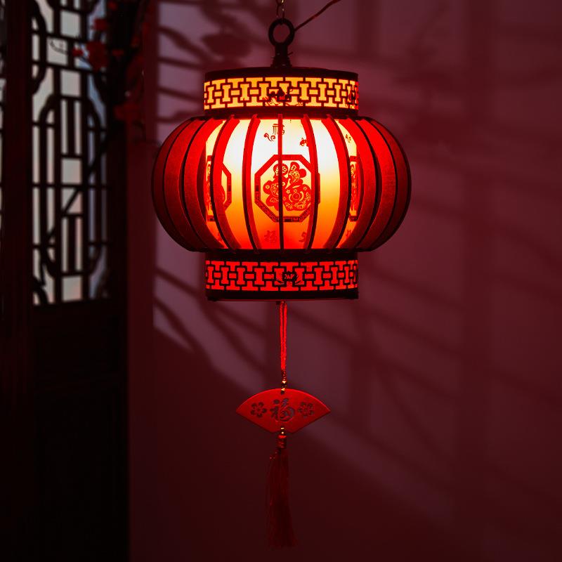 蛇年新年春节中国风复古宫灯福字流苏发光红灯笼元宵节喜庆挂饰 - 图1