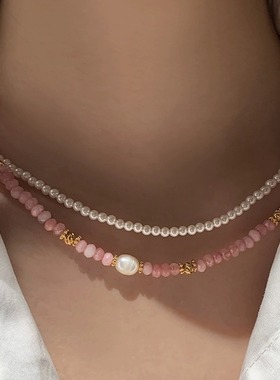 琉璃水晶彩石天然石珍珠串珠项链