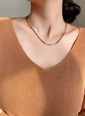 925纯银2mm极细切面虎眼石项链