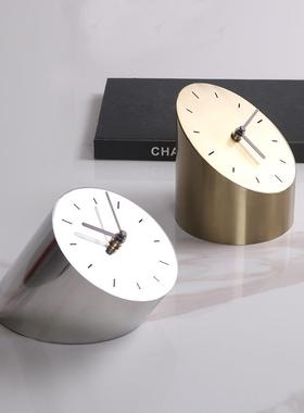 直销新款轻奢镜面日晷时钟样板房售楼部卧室儿童房床头柜书桌台钟