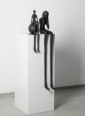 迎宾人物雕塑抽象铁艺摆酒店售处软楼TZ-088装配客厅搭玄关装置艺