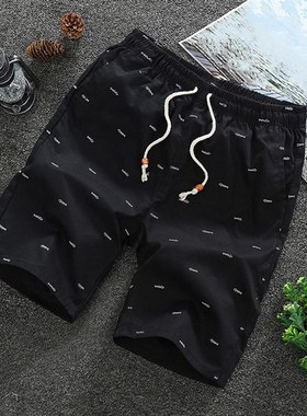 2021 Summer New Shorts Men Mid Rise Fish Bone Print Men Shor