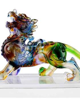 送礼貔貅琉璃摆件一对工艺品家居客厅玄关装饰品办公室桌开业礼品