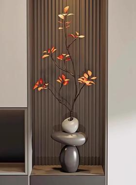 柿柿如意花瓶摆件客厅电视柜插花入户玄关时来运转彷真绿色植物装