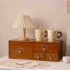 Wooden multi-grid storage rack retro desk stationery desktop storage box drawer cabinet dresser table cosmetics