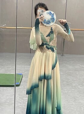 艺考古典舞醉清波舞蹈扇团扇子道具双面刺绣带穗