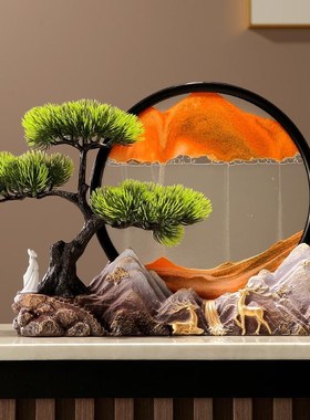 新中式李白把酒问月流沙画风景摆件客厅电视柜酒柜装饰品开业礼物