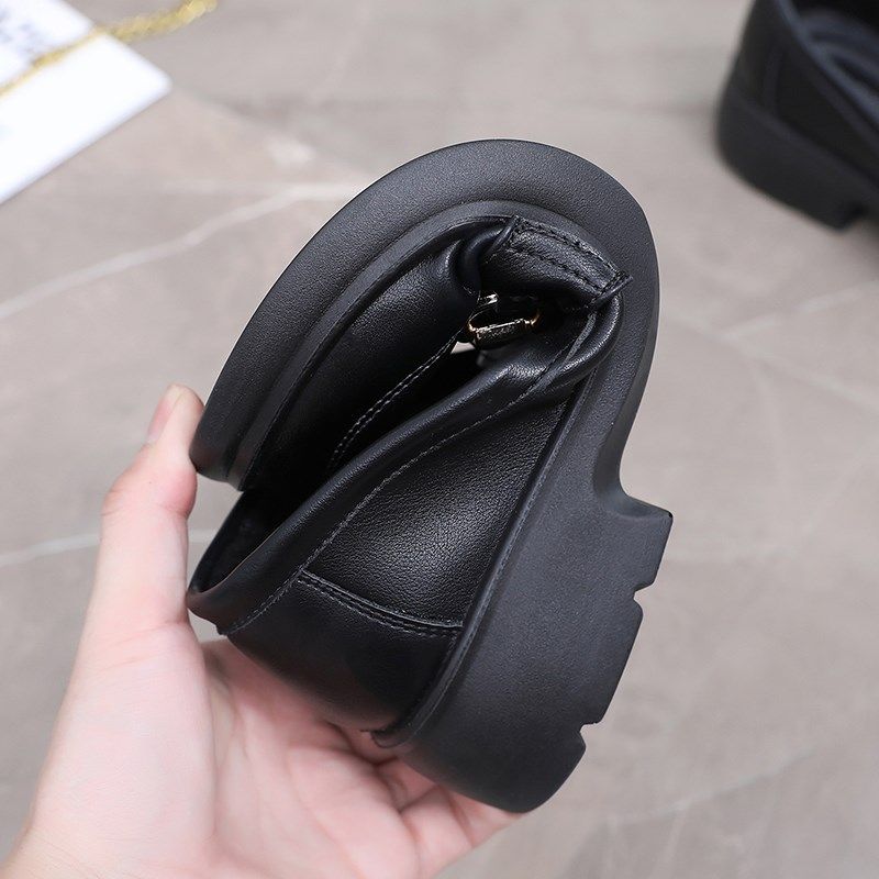 乐福鞋女鞋2024年秋季新款平底黑色小皮鞋一脚蹬玛丽珍百搭豆豆鞋,淘宝优惠券,粉丝福利购,淘宝优惠卷