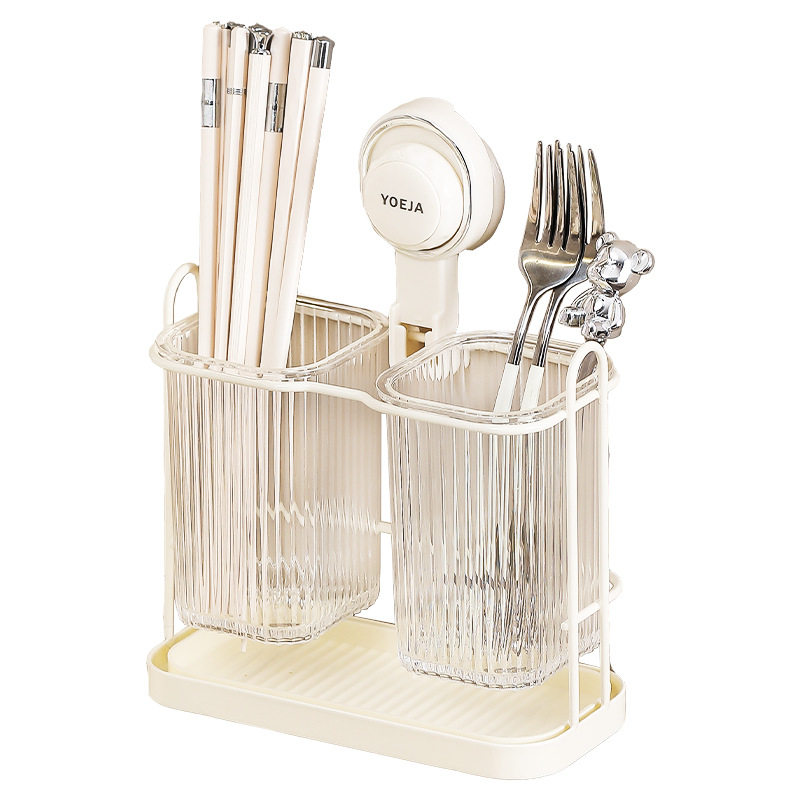 Suction cup chopstick barrel wall-mounted punch-free kitchen household high-end new spoon bucket storage box chopstick cage drain rack