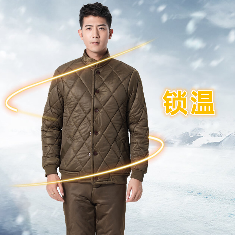 冬季棉衣棉裤套装男内穿弹力棉服防寒保暖内胆冷藏库中老年劳保棉 - 图0