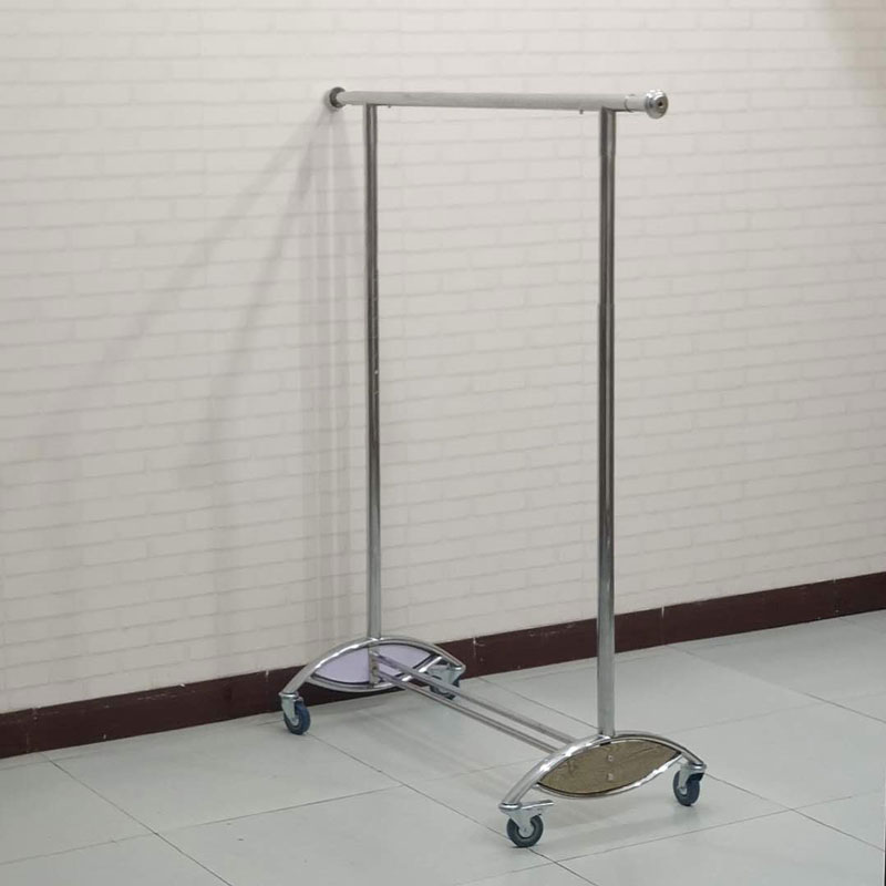 服装店衣架展示架伸缩折叠单杠龙门架单杠落地式架子Y中岛架带轮 - 图1