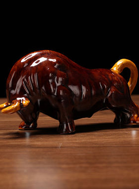 陶瓷牛摆件工艺品牛饰p品礼品瓷牛摆件中式客厅摆件十二生肖卧牛