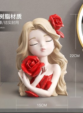 捧花女孩存钱罐奶油风客厅入户玄关酒柜摆件儿童房装饰Z品生日礼