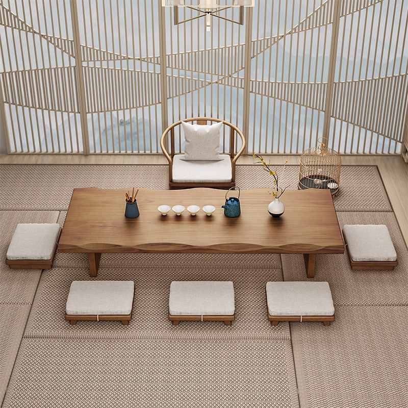 速发实本杀桌子剧木中式日式约榻榻米长桌矮桌简风茶桌椅组合 - 图2