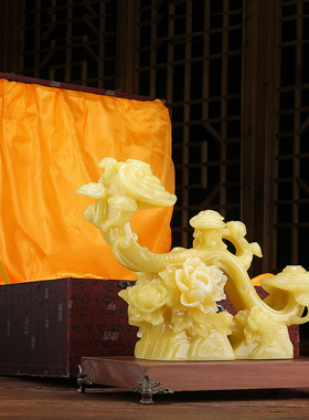 速发y玉如意玉石摆件招财玄关电视柜装柜乔古架酒饰博迁新居礼品