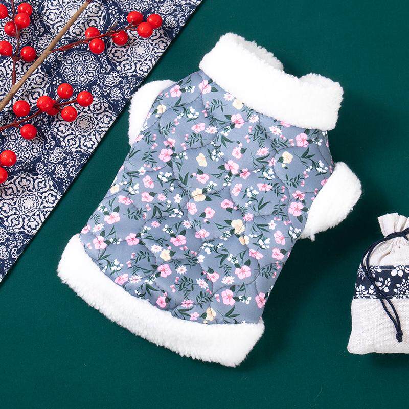 猫咪衣服秋冬加厚新年中式碎花布偶蓝猫保暖马甲狗狗唐装宠物服饰,淘宝优惠券,粉丝福利购,淘宝优惠卷