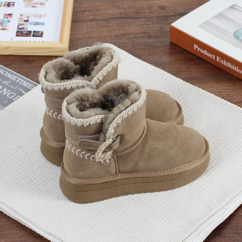 羊毛雪地靴女短筒冬季2025年新品明星款皮毛一体短靴保暖毛线棉鞋,淘宝优惠券,粉丝福利购,淘宝优惠卷