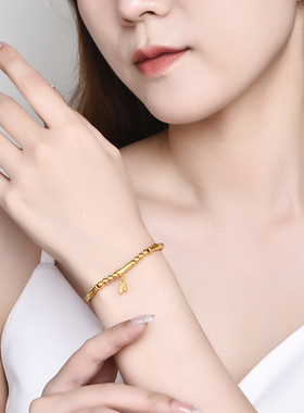 庆大福黄金竹节手链女999足金