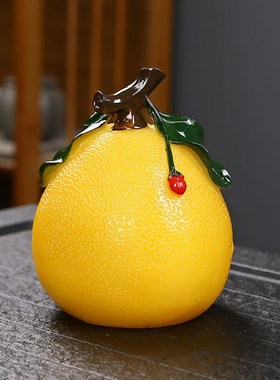 柚子摆件家居装饰品客厅玄关办公室茶室茶桌精品摆设茶宠可养变色