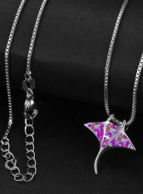 马尔代夫纪念品魔鬼鱼项链通勤A可爱澳宝项链锁骨链海洋馆纪念品