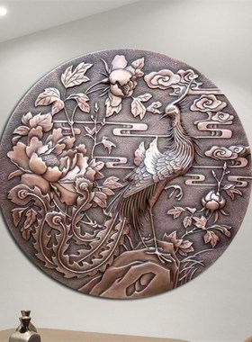 锻铜浮雕定制厂家百福字圆形壁画影壁墙装饰紫铜金属牌匾字画板画