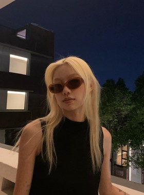 404的店椭圆复古茶色时髦墨镜遮脸显脸小韩版太阳眼镜男女防UV400