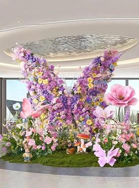 莫奈花园造景巨型蝴蝶仿真花艺