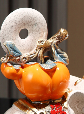 速发柿柿如厅财福大象摆件家装饰品客意玄关电视柜平安喜乐招财居