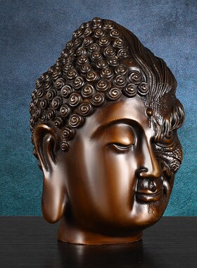 速发铜一艺之间摆件魔古佛仿半佛半魔桌面摆件纯铜佛头佛像家居工