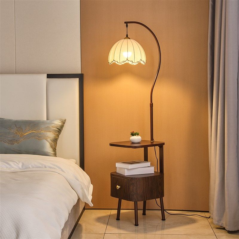 落地灯置物d架客厅卧室沙发旁边几床头柜一体法式中古氛围艺术台,淘宝优惠券,粉丝福利购,淘宝优惠卷