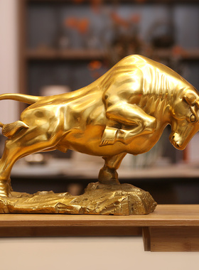 纯铜牛摆件开拓牛牛气冲天家居玄关E办公室摆设装饰品开业乔迁礼